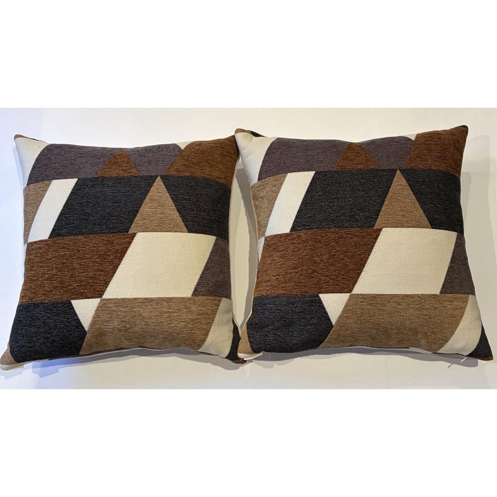 D.V. Kap Home Hooray Earth Pillow Set of 2 24x24 Geometric Brown Feather
